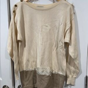 Gucci Cream and Tan Sweater with six Button Accents
